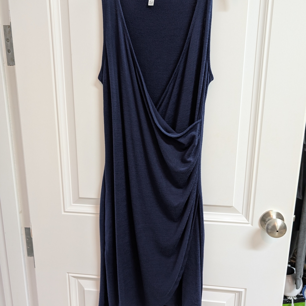 Elegant Navy Blue Draped Dress